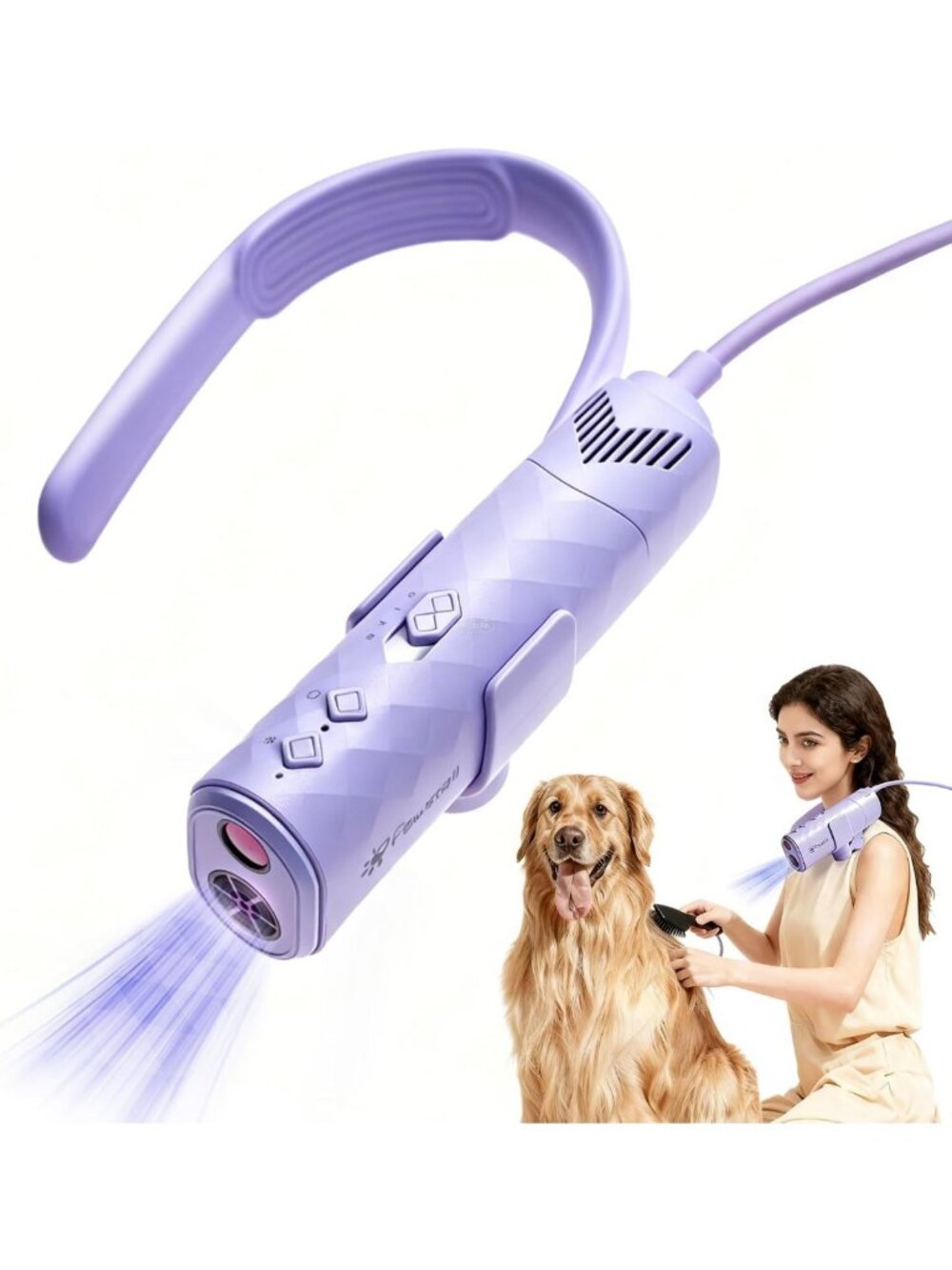 Pet Grooming Dog Dryer - Handheld & Hands-Free, Low Noise, Adjustable Heat